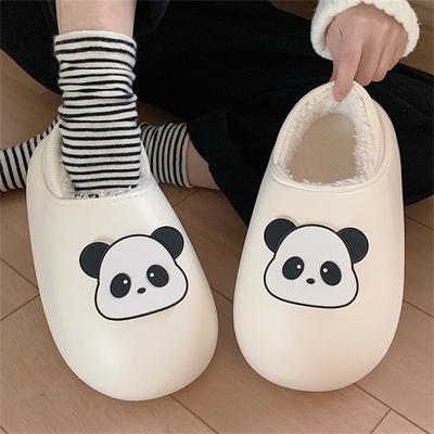 Unisex White Panda Shoes 2024 Animal Slip-on Fur Slides Wateproof Warm Water Shoes Ladies Plush Ankle Boots
