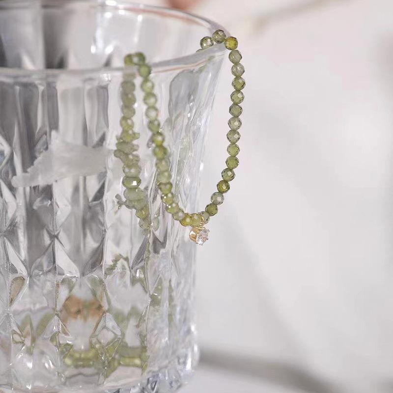 Summer Matcha Olivine Necklace Plated 18K Gold Titanium Steel Necklace Female Does Not Fade Female Personality