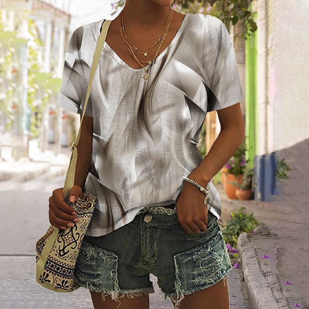 Fashionable Summer Color Blending Printed Women's T-Shirt Y2k Clothes T-Shirts for Women Top Y2k Graphic T-Shirts Tops for Women