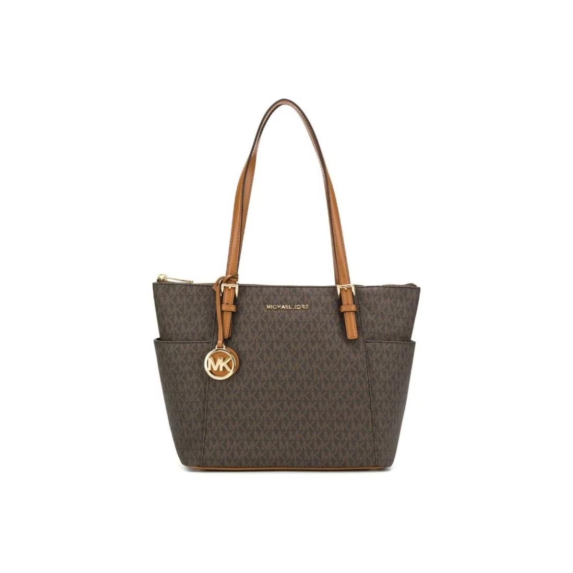 

Michael Kors Mk Jet Set Monogram Logo Pvc And Leather Shoulder Bag Women Handbags Brown 30S0GTTT1B-BRNACORN Basic Set (Bag+Dust Bag)