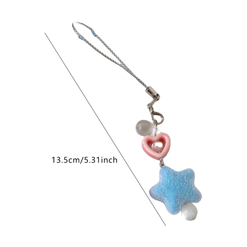 Elegant Soft Flocking Star Keychain with Colorful Dopamine Aesthetic Handmade Keyring for Personalizing Keys Or Bags