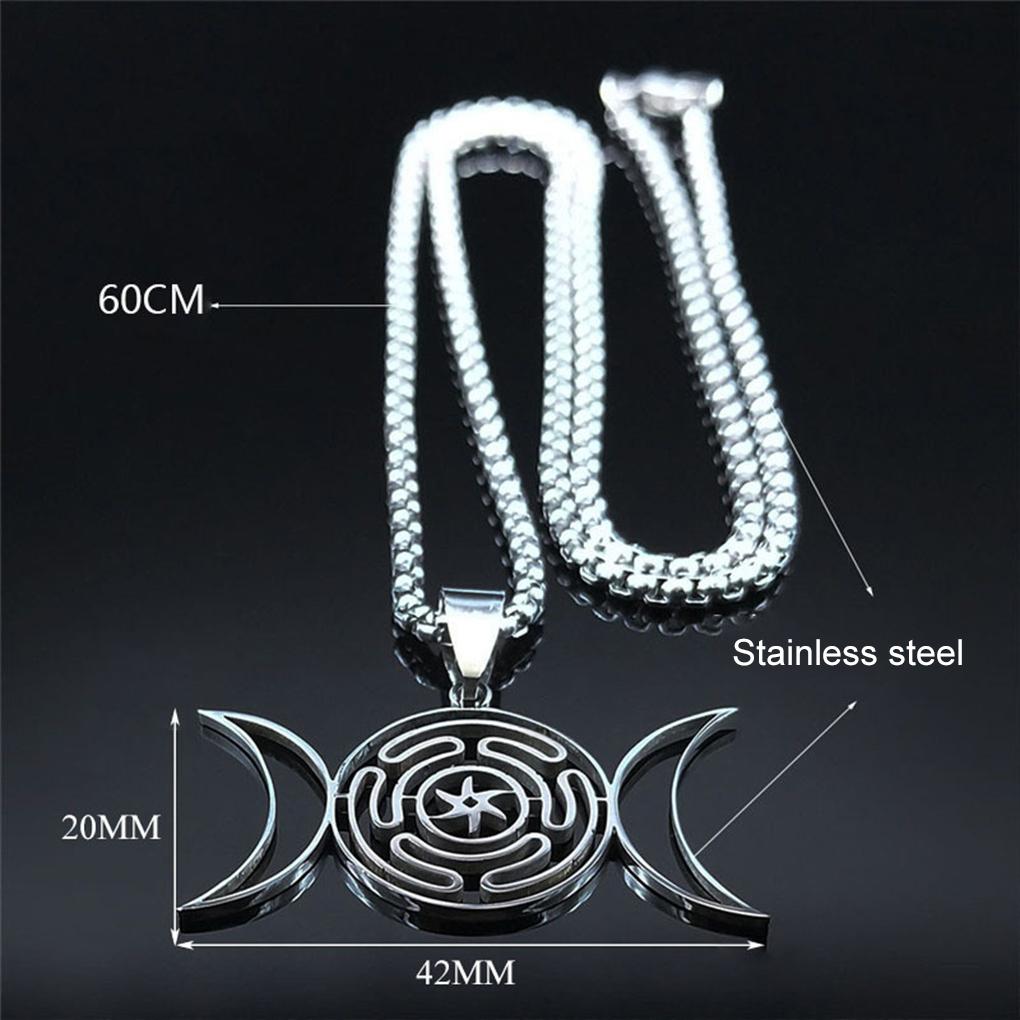Triple Moon Hecate Necklace For Witches Symbol Witches Knot Necklace Wheel Symbol Necklace
