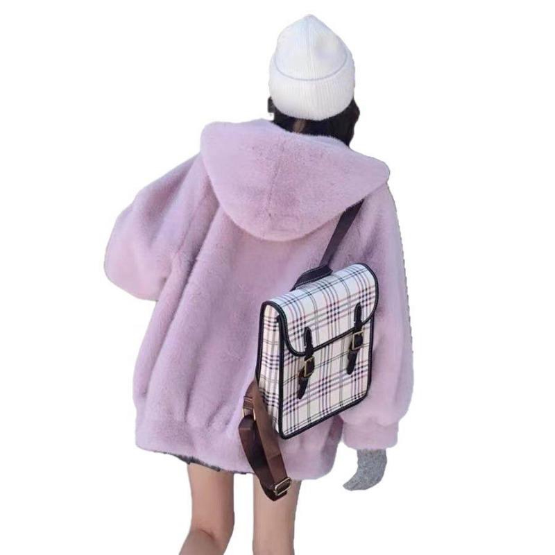 Pink Hooded Lamb Fur Integrated Cotton Clothing Women's Winter Clothing Small Thickened Imitation Mink Fur Jacket Fashion