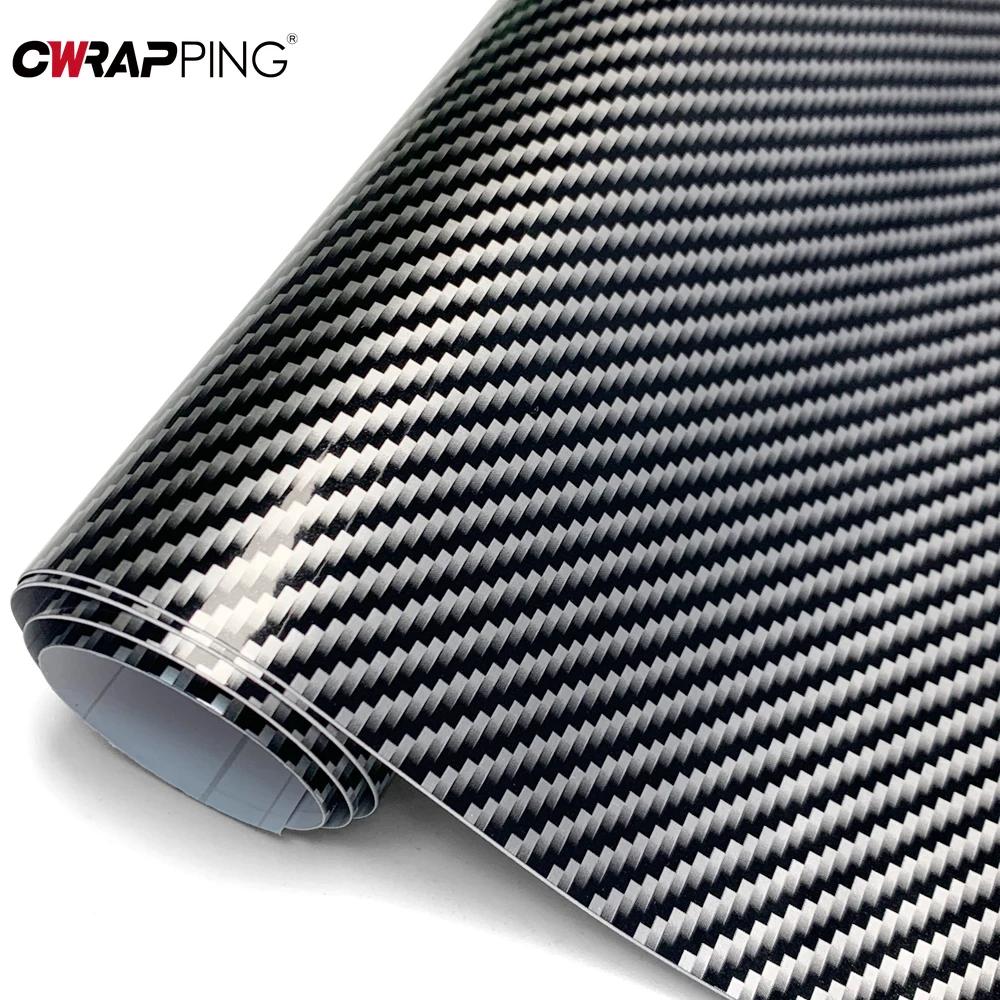 2D Glossy Carbon Fiber Wrap Black Silver Color Change Vinyl Films Car Wrap Film Auto Sticker Bubble Free Decal Auto Accessories