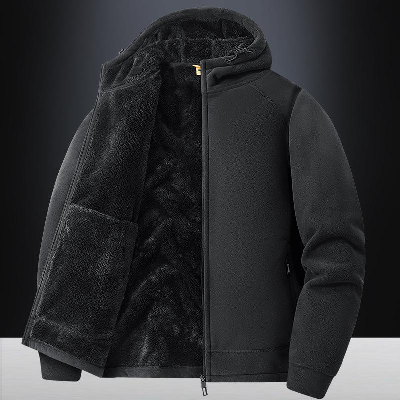 Polar fleece Hooded Jacket for men Autumn Winter Outdoor Thicken Warm Parkas Coats Men Hiking Camping Jackets Clothing