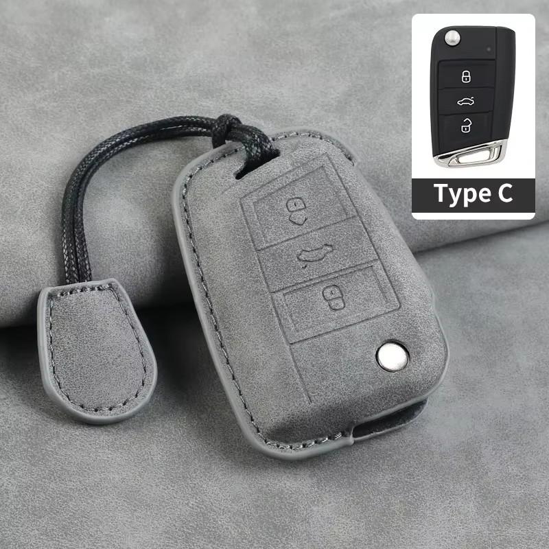 

Leather Car Key Cover Case For Vw Volkswagen Tiguan Mk1 Mk2 Magotan Passat B5 B8 Polo Golf 4 5 6 7 Mk7 Jetta Polo Eos Scirocco