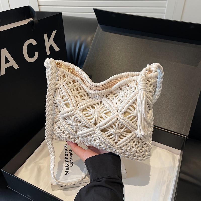 Geantă de vânt boemă pentru femei, geantă țesută pentru telefon mobil, geantă de umăr pentru plajă, pentru vacanța la malul mării