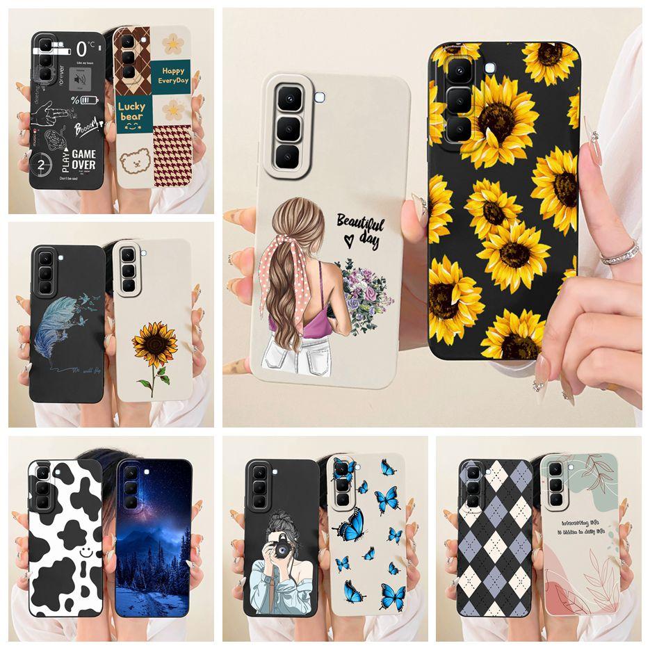 For Infinix Hot 70 5G Case X6895 X6895B Pretty Girl Sunflowers Painted Cover Soft TPU Phone Case For Infinix Hot 70 Hot70 Fundas