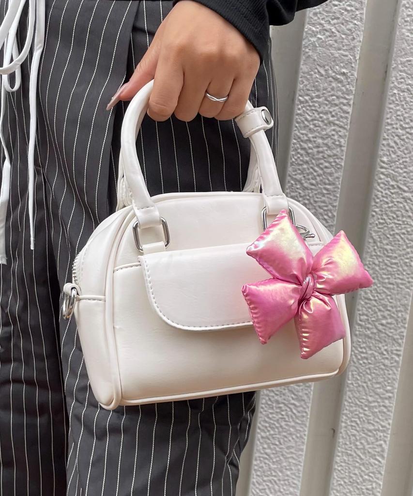 WEGO Metallic Cushion Ribbon School Size Pink Keychain, Accessory, Women's, F,