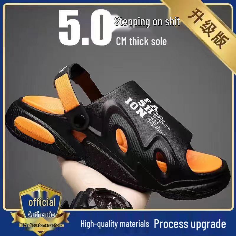 Men's Non-Slip Odorless Back-Strap Thick-Soled Slippers - Beach Sandals for Summer Outdoor Wear