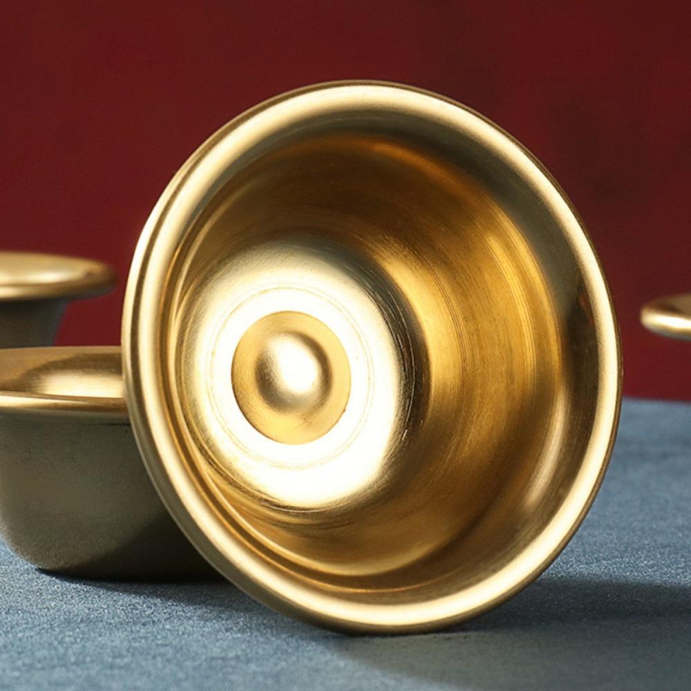 1PC 7cm Pure Copper Drinking Bowl Brass Small Auspicious Tibetan Holy Creative Water Cup Tea Golden Home's Gift Decorative Buddhist