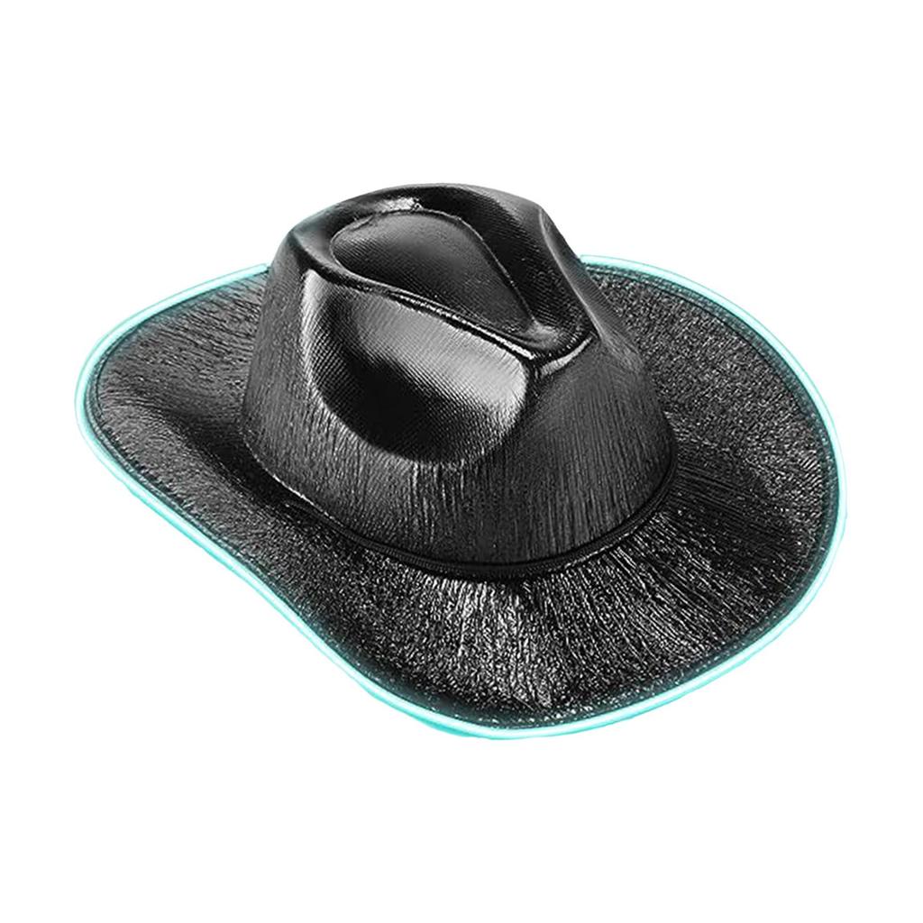 Light up Cowboy Hat Wide Brim Rave Cap Headgear Costume LED Cowboy Hat for Party Role Play Music Festival Concerts Bridal Shower