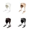 Cute Bear Ear Knit Hat For Women Winter Warm Plush Earmuffs Tie Headband Cap