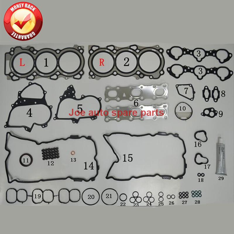 VQ35 VQ35HR Engine Full gasket SET kit Overhaul for Nissan Fairlady Z Z33 350Z 24V V6 3498cc 3.5L 3.5 L 2005- 50335100