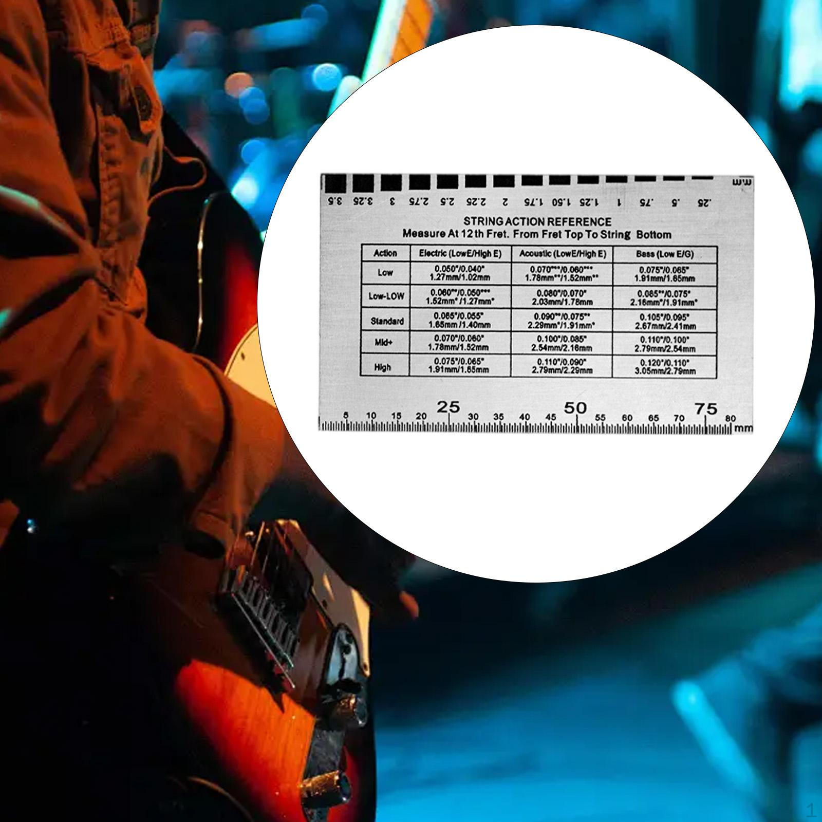 

String Action Gauge Luthier Tool Set up Measuring Height Ruler Metal Professional серебряный