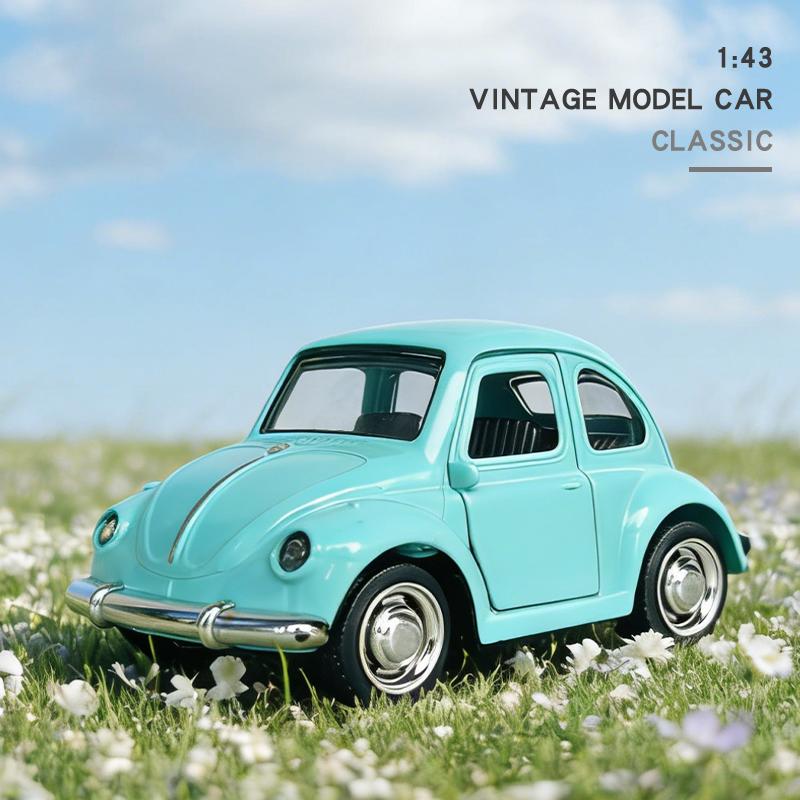 1:43 Alloy Diecast Cartoon BEETLE Vintage Car Model Classic PullBack Car Miniature Vehicle Replica For Collection Gift