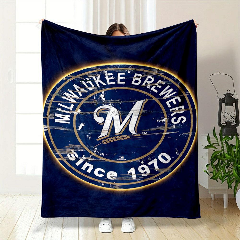 Milwaukee Brewers Logo Blanket Design Patterned blanket, flannel, suitable for all seasons, home decor, warm and cozy