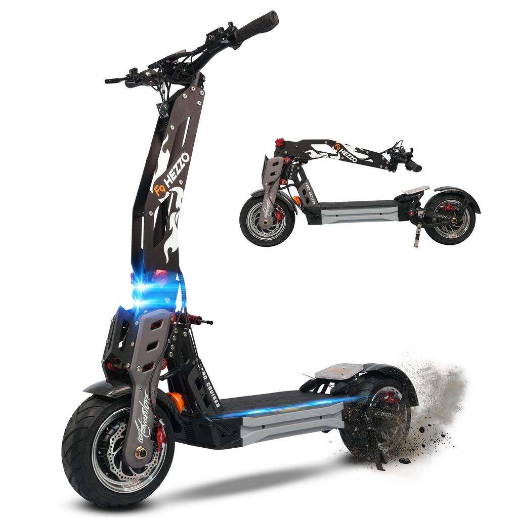 HEZZO F9 All-Terrain 8000W Dual-Drive Elektroroller Motor 60V 40AH Batterie 12 Zoll Straßenreifen Erwachsener Offroad Faltbarer E-Scooter