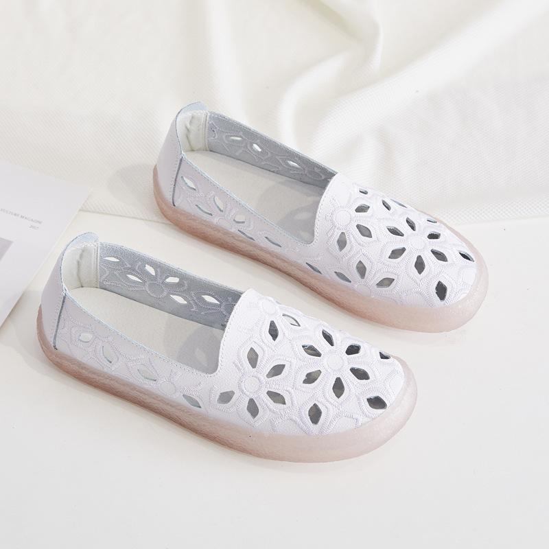 Neue Mokassins Damen Ballerinas Sommer Aushöhlen Herbst Damen Loafers Leder Damen Slipper Damenschuhe Casual Größe 35-43
