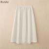ZANZEA Women Casual Elastic Waist Loose Print Midi Skirts