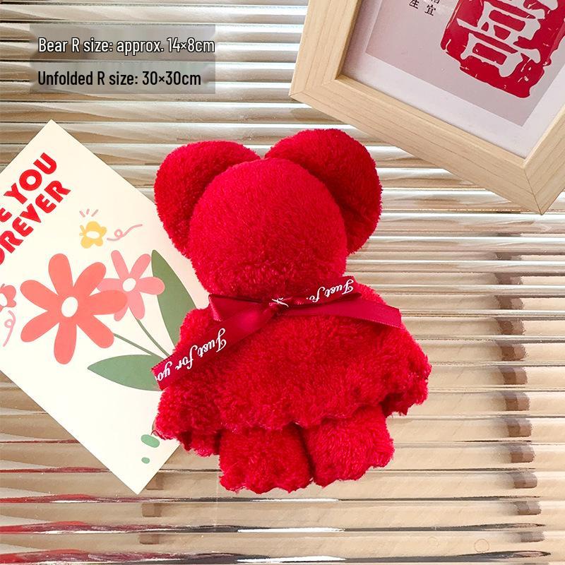Bear-Shaped Coral Fleece Handkerchief – Practical Gift for Weddings, Birthdays, and Events