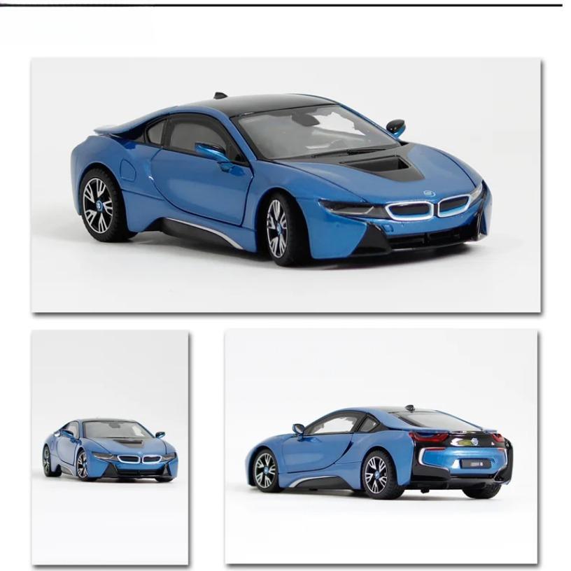 1/24 BMW I8 Supersportwagen Neues Energiefahrzeug Legierungsauto Diecasts & Spielzeugfahrzeuge Automodell Miniaturmaßstabsmodellauto für Kinder