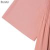 ZANZEA Women Casual Round Neck Solid Color 3/4 Sleeve Loose Blouse