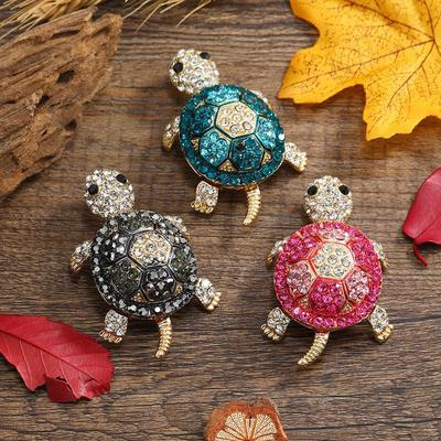 Squisita Moda Ragazze Donne Tartarughe Carine Spilla Cristallo Spille Nuovi Strass Animale Bambini Borsa Abbigliamento Cappotto Spille Accessori