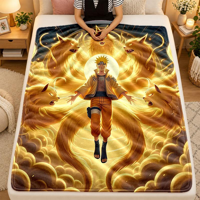 Flannel BlanketNaruto Uzumaki Warm Soft Throw Blanket for Indoor Sofa Bed Living Room Use