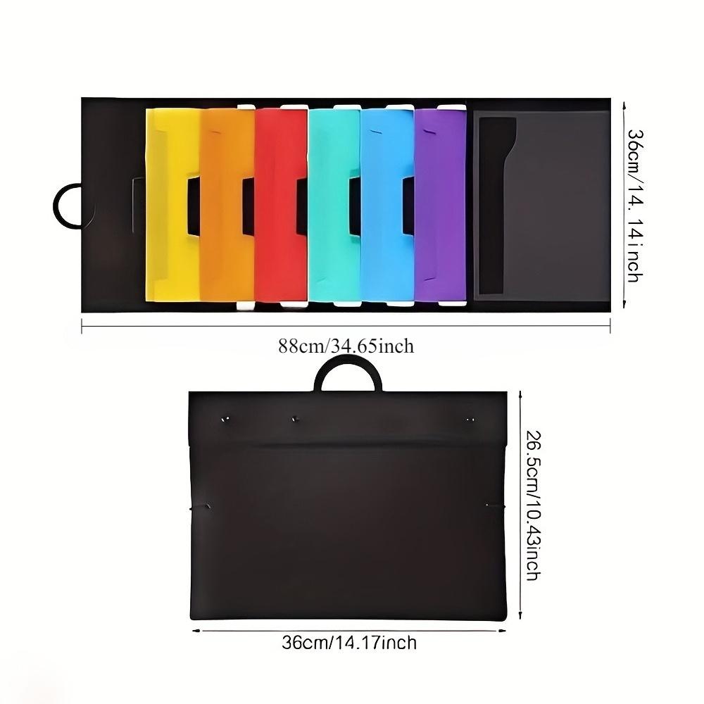 1pc Multicolor Hanging File Folders with 6 Pockets 36in, Over Door Wall Mount Organizer, Office Document Storage Solution
