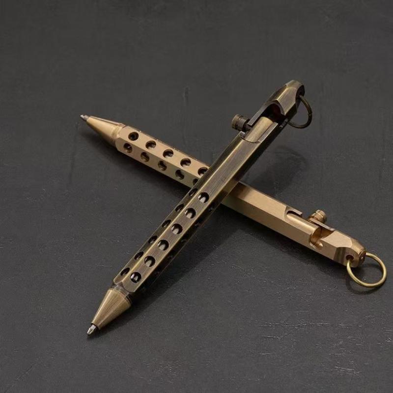 Portable Brass Ballpoint Pen 1.0mm Medium Point Bolt Action Smooth Writing Ideal Gift for Men Colleagues