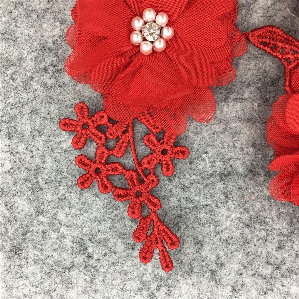 Computer Embroidery Three-Dimensional Water-Soluble Lace Embroidery Diy Imitation Pearl Dress Accessories Lace