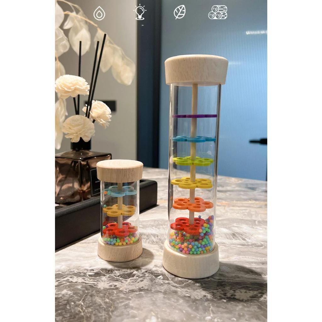 Wooden Rain Sound Tube Instrument Rain Maker Rain Stick Musical Instrument Hourglass Music Shaker Toy Hearing Enlightenment Toys