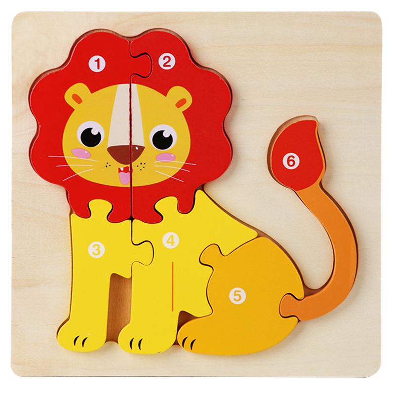 Wooden Traffic Animal Puzzle Blocks - Educational Early Learning Toy for Children and Babies