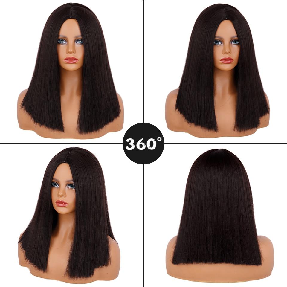 MISSQUEEN Wig Afro Bob Wig Yaki Straight Synthetic High Temperature Fiber Hair Yaki Straight Curly Hair Medium Long Holiday Hair Wome