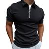 Men'S Hot Sale Men'S 3D Printed Zipper Short Sleeve Solid Color Polo Top T-Shirt