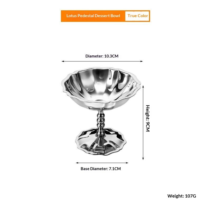 Stainless Steel Salad Cup Food Grade Ice Cream Cup Goblet Retro Dessert Bowl Fruit Yogurt Snack Bowl Household Kitchen Tools