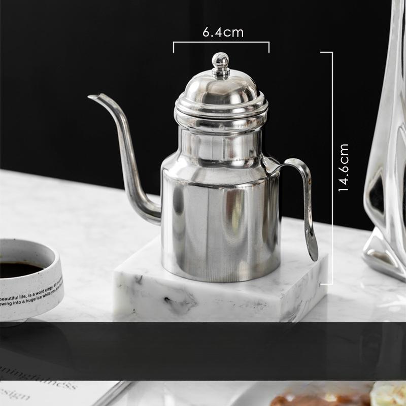 Stainless Steel Olive Oil Bottle Long Spout Grease Container Vinegar Dispenser Sauce Seasoning Condiment Jar