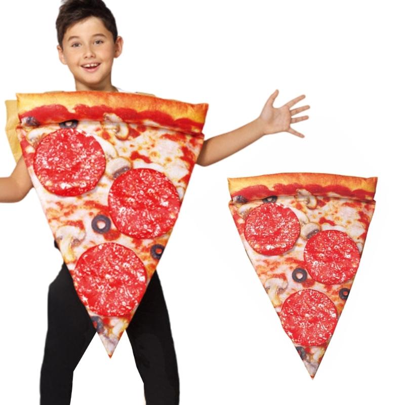 Cosplay Halloween Costume Kids Pizza Slices Costume Children Food Costume Funny Cosplay Jumpsuit for Boys Girls Gifts