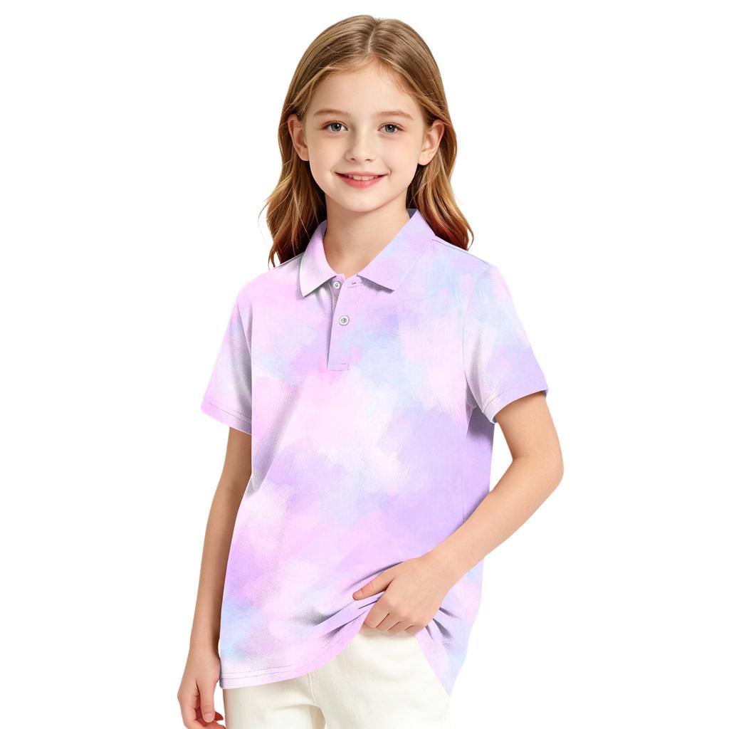 Girls' School Uniform Polka Dot T-Shirt - Versatile Casual Formal Top for Back to School Everyday Wear