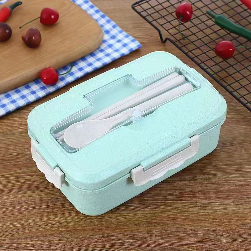 Microwave Lunch Box with Spoon Chopsticks Dinnerware Food Storage Container Children Kids School Office Bento Box