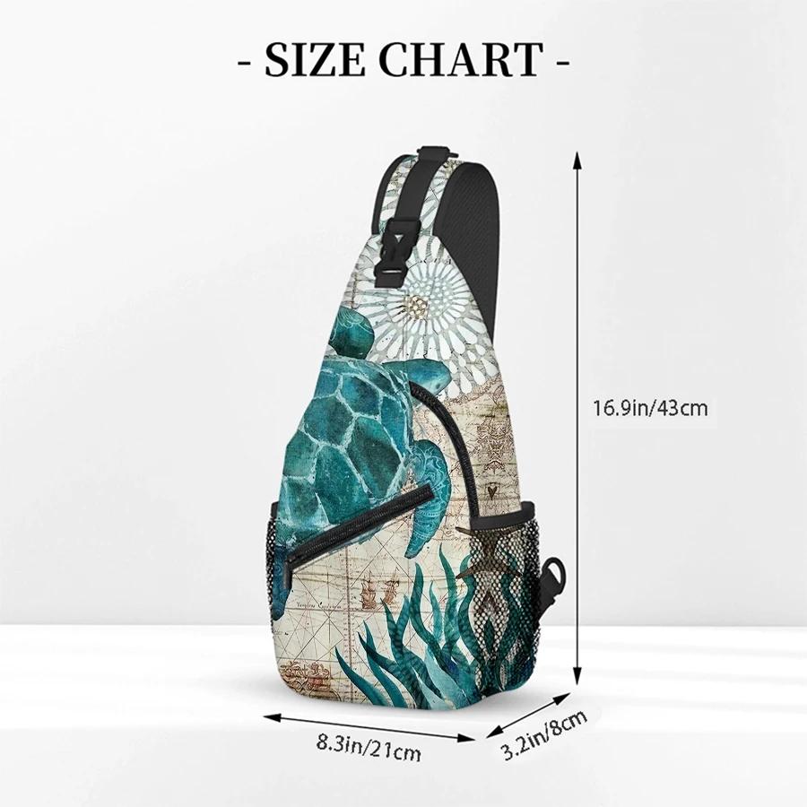 Sea Turtle Pattern Small Chest Bag Men's and Women's Best Gift 2D Flat Cartoon Large Capacity Outdoor Sports Leisure Fashion