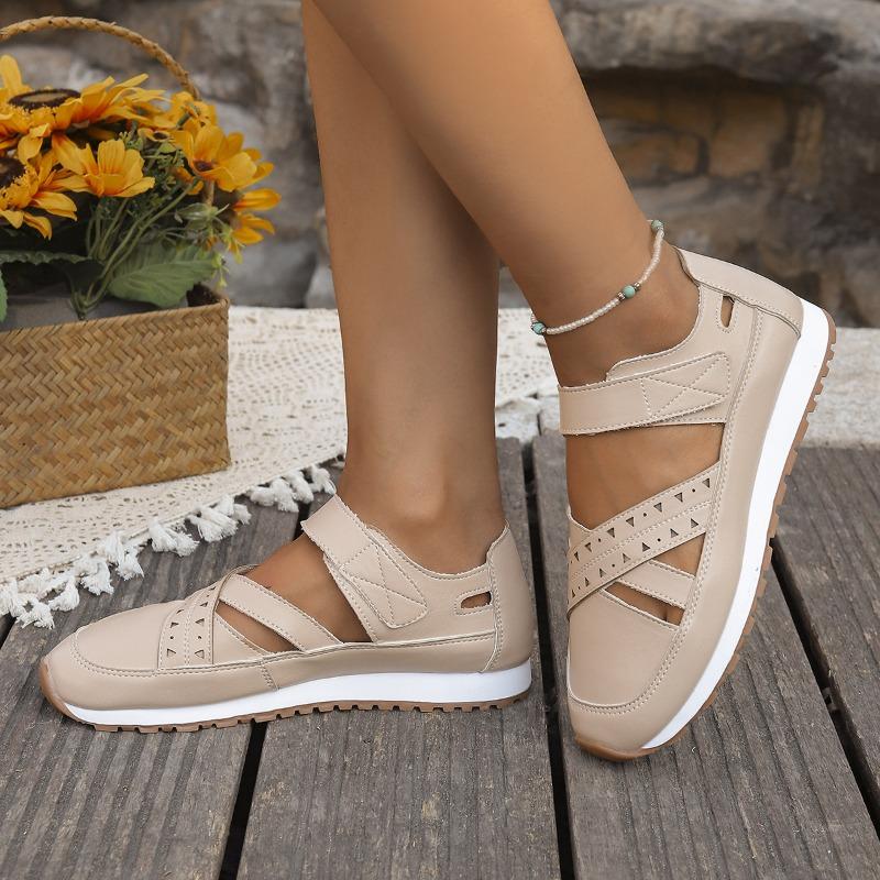 Summer Wedge Sandals with Wide Straps Open Back Sheer Fabric Large Size Platform Thick Sole Thick Heel Velcro Fastening