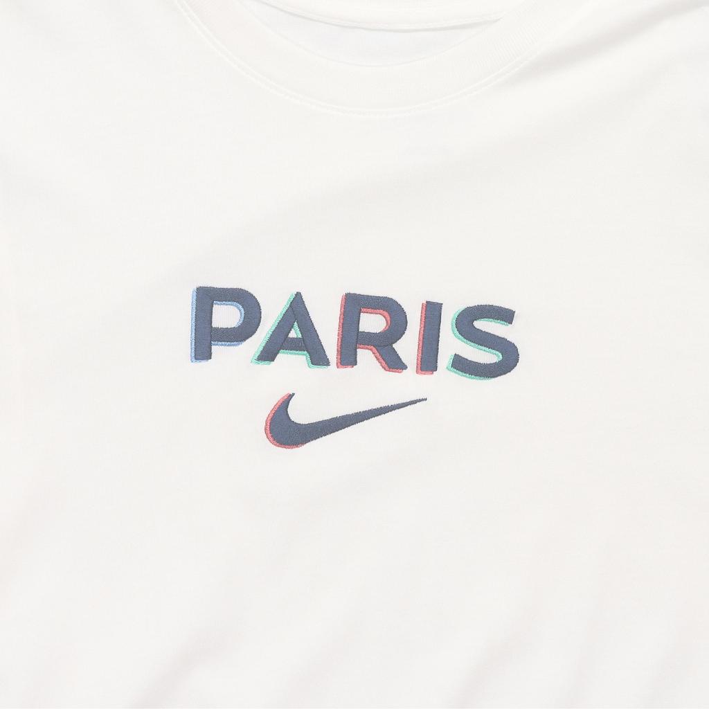 Nike Paris Saint-Germain Team Logo Embroidered Crew Neck Short Sleeve T-Shirt Men Tops Sail HJ9761-133