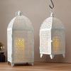 Set of 2  Vintage White Candle Lanterns Hanging Lantern Metal Candle Holder for Garden Living Room Parties Weddings