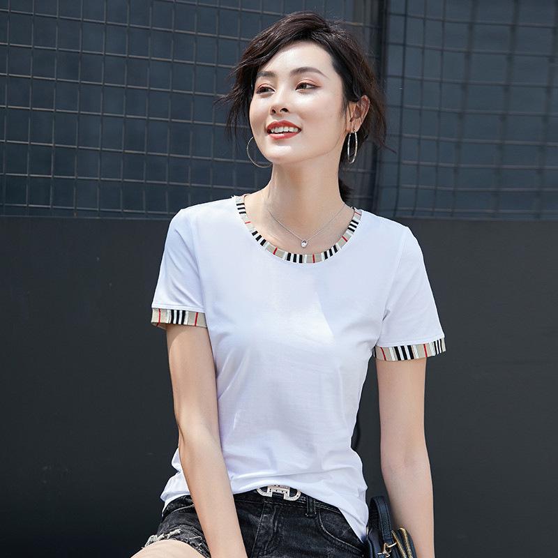 

Women s Striped Patchwork Slim Fit Round Neck T-Shirt - Korean Style 2025 XXL