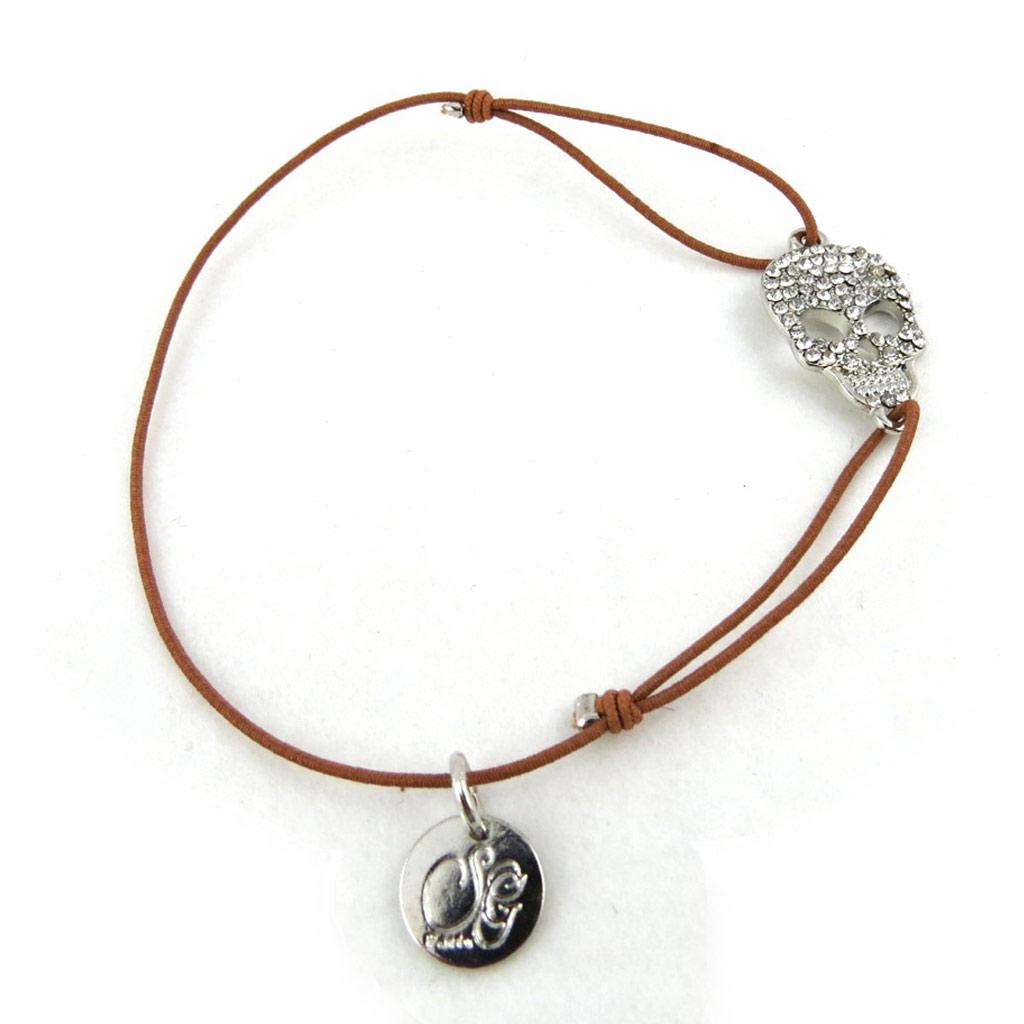 Les Trésors De Lily [N0781] - Bracelet créateur 'Tête de Mort' camel