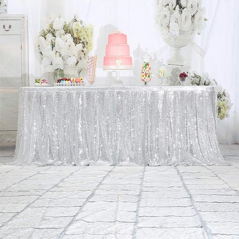 Sequin Table Skirt Flash Cloth Birthday Party Decor Baby Shower Wedding Birthday Table Skirts Decoration Xmas Festival Supplies