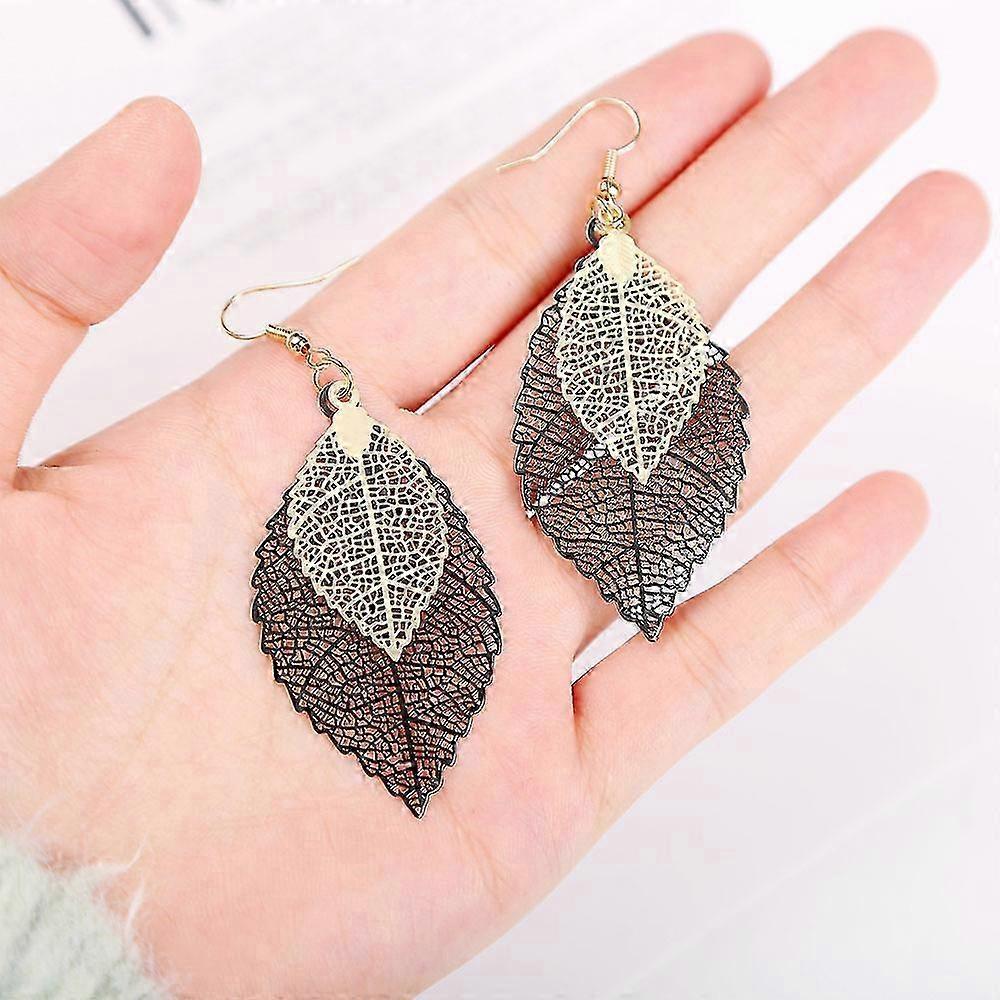 6 Pairs Metal Leaf Dangle Earrings Colorful Pendant Drop Hook Statement Earrings Set for Women Teen Girls 25-26s