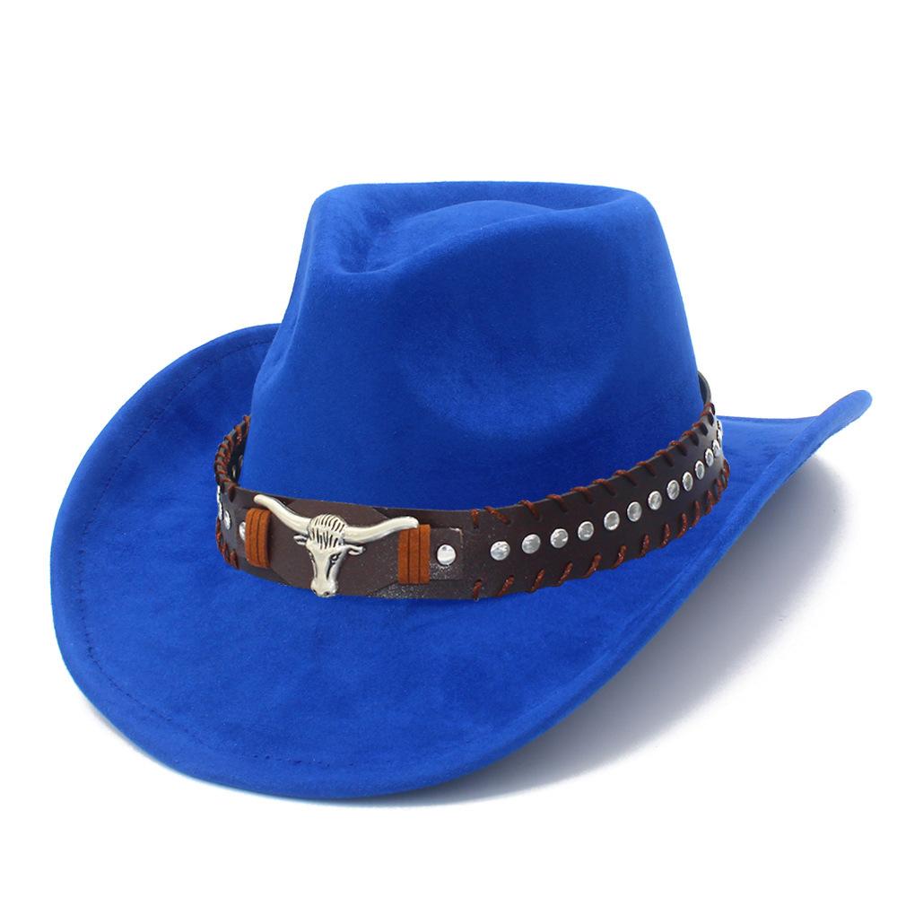 Fashion Classic Suede Equestrian Hat Men's and Women's Outdoor Travel Beach Vacation Visor Bent-brimmed Western Cowboy Hat
